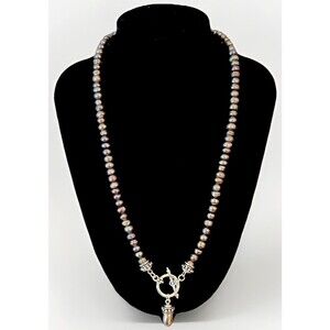 Gray Freshwater Pearl Necklace Toggle Clasp Shades of Gray Premier Designs NWOT